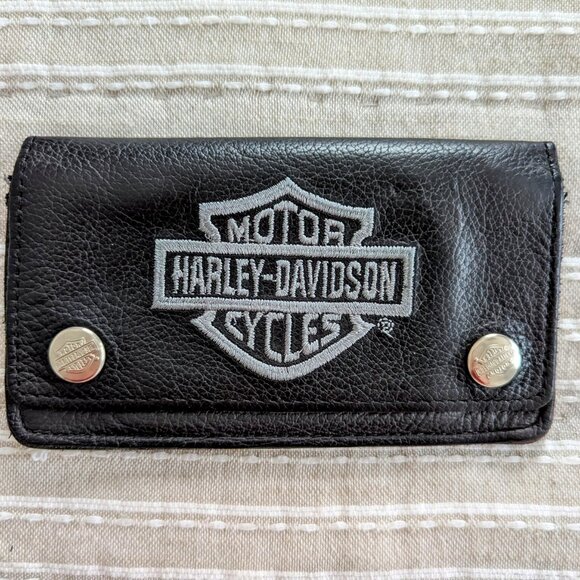 Harley Davidson Vintage Leather Motorcycle Chain Wallet - Picture 1 of 6